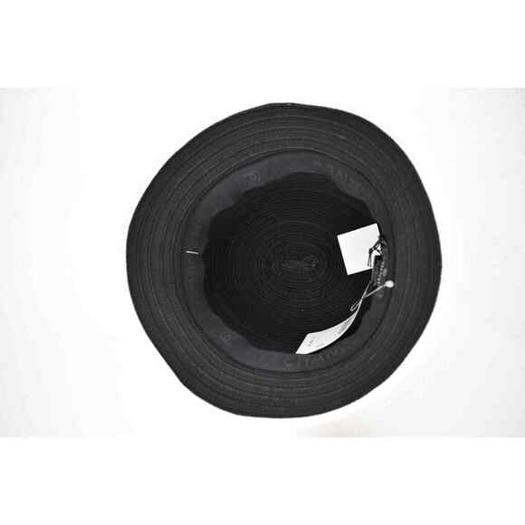 Chanel 22P Black White Raffia CC Crochet Logo Sun Cloche Bucket Hat Small S